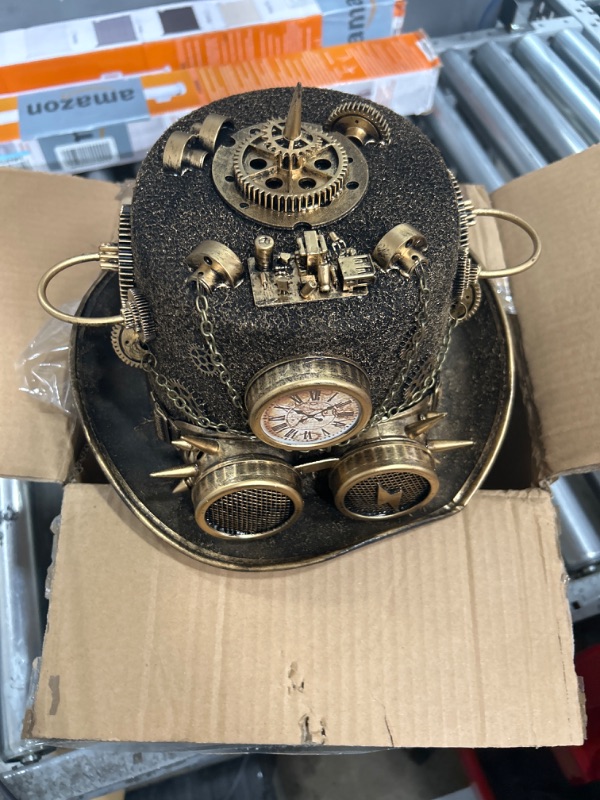 Photo 2 of Attitude Studio Steampunk Time Traveler Goggles Top Hat, Novelty Costume - Gold