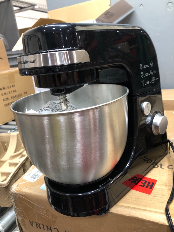 Photo 2 of Hamilton Beach Electric Stand Mixer, 4 Quarts, Dough Hook, Flat Beater Attachments, Splash Guard 7 Speeds with Whisk, Black Black 7 Speeds with Whisk