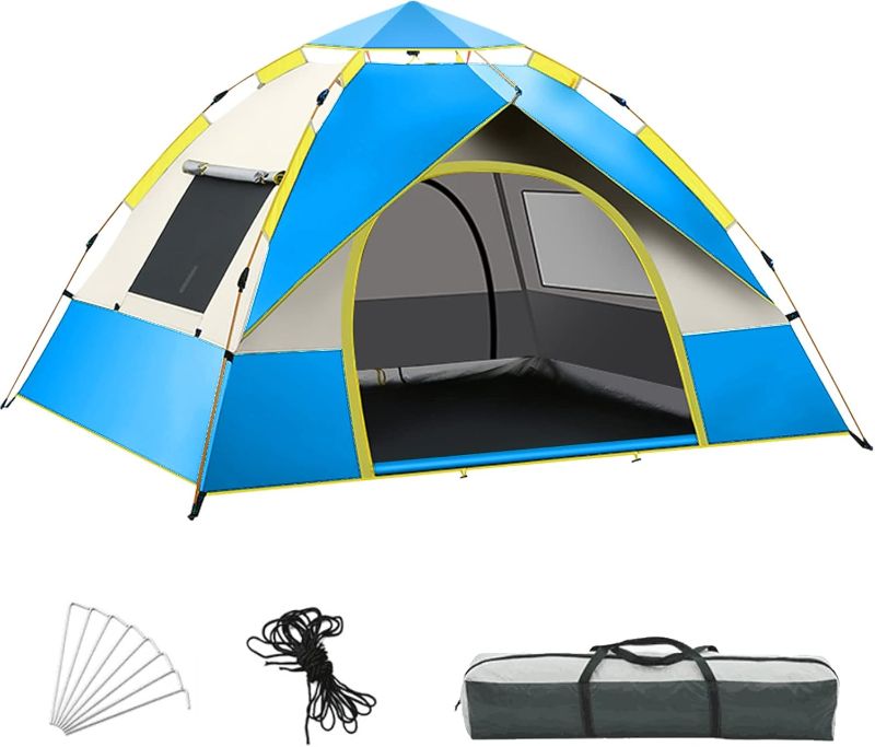 Photo 1 of 
Color is Different**KOMCLUB Camping Tent 2/3/4 Person Tents for Family Camp Tent Waterproof Windproof Outdoor for Backpacking Hiking Easy Setup with Storage Bag,8 Ground ding,4...
Color:Blue with doors and windows 2-3