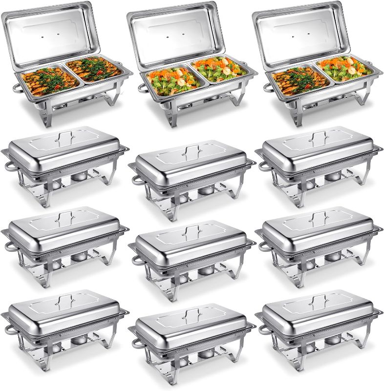 Photo 1 of 
Hoolerry 12 Pcs Chafing Dish Buffet Set 9 Qt Stainless Steel Chafer Set Catering Buffet Servers and Warmers with Foldable Frame, Food Pan, Fuel Holder and...
Size:Half Size
Number of Items:12