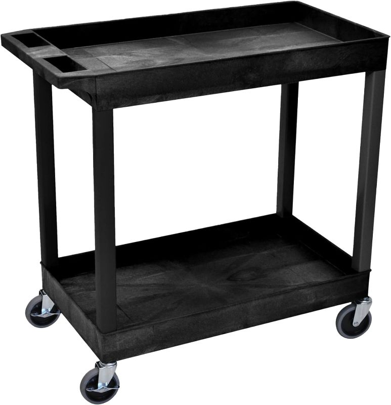 Photo 1 of **missing hardware**Photo for Reference Only88Luxor 32" x 18" Tub Storage Cart 2 Shelves - Black, (EC11-B)
Color:Black
Size:32"W x 18"D