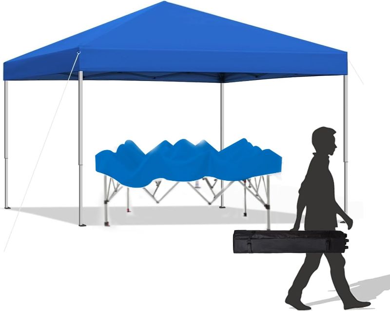 Photo 1 of 
10x10 ft Pop Up Canopy Tent, Easy Up Instant Outdoor Canopy with Vented Top, Straight Legs, Wheeled Carry Bag - Blue
Color:Blue