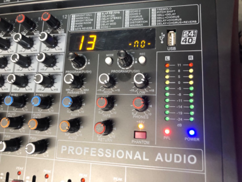 Photo 2 of ***USED - POWERS ON - UNABLE TO TEST FURTHER***
ZM120 Sound Mixer Board 12 channel Premium Analog Mixer with Multi-Track USB Bluetooth and 48V Phantom power For Studio Karaoke PC Live Performance KTV Home Stage Music Effects