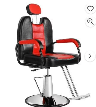 Photo 1 of **NOT EXACT SAME AS STOCK PHOTO** Red and Black Leather Barber Chair