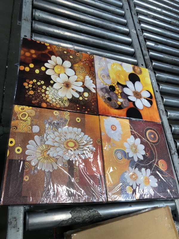 Photo 1 of 12x12 canvas art of flora orange and brown
4pack