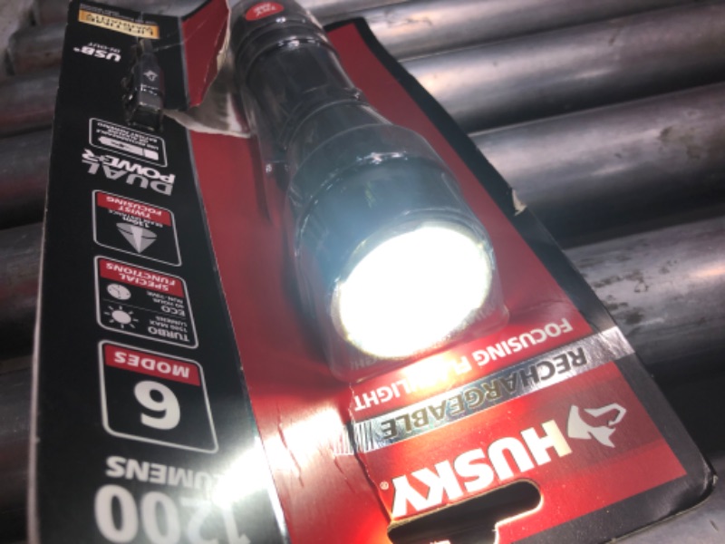 Photo 1 of 1200 Lumens Dual Power LED Rechargeable Focusing Flashlight with Rechargeable Battery and USB-C Cable Included
