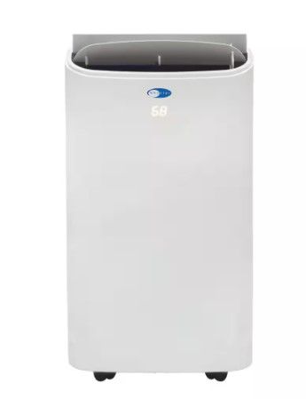 Photo 1 of 10,000 BTU (14,000 BTU ASHRAE) Portable Air Conditioner Cools 500 Sq.Ft. with Heater, Dehumidifier, and Remote in White
