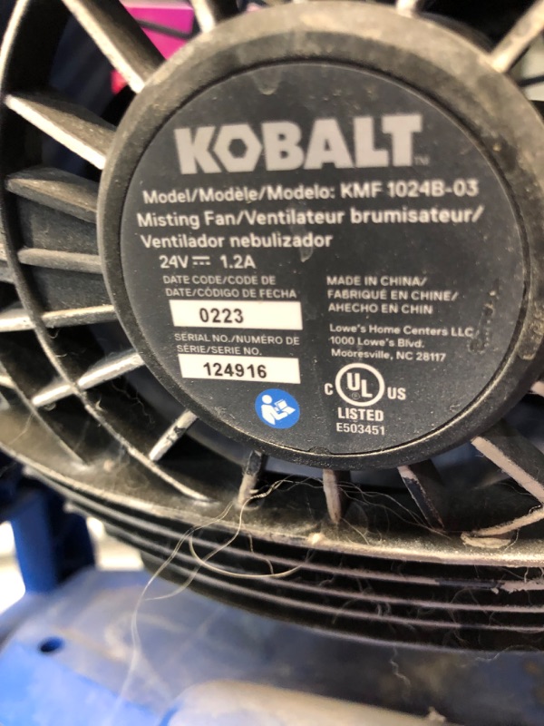 Photo 7 of ***HEAVILY USED - NOT FUNCTIONAL - SEE COMMENTS***
Kobalt 7-in 24-Volt 3-Speed High Velocity Indoor/Outdoor Blue Misting Jobsite Fan (Battery and Charger Not Included)