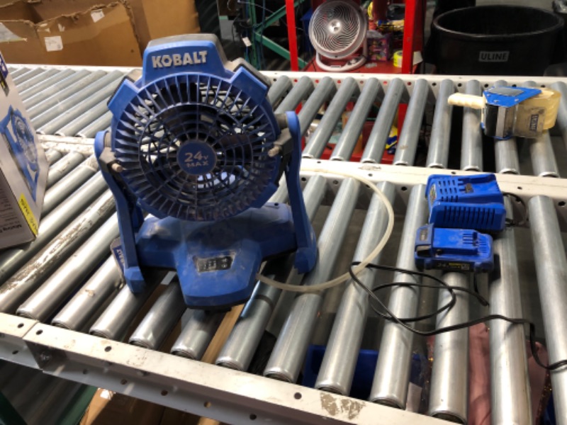 Photo 8 of ***HEAVILY USED - NOT FUNCTIONAL - SEE COMMENTS***
Kobalt 7-in 24-Volt 3-Speed High Velocity Indoor/Outdoor Blue Misting Jobsite Fan (Battery and Charger Not Included)