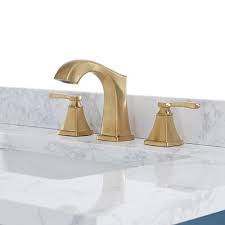 Photo 1 of allen + roth Chesler Brushed Gold Widespread 2-Handle WaterSense Bathroom Sink Faucet with Drain
