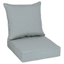 Photo 1 of allen + roth with STAINMASTER Stainmaster 25-in x 25-in 2-Piece Grey Madera Linen Deep Seat Patio Chair Cushion
