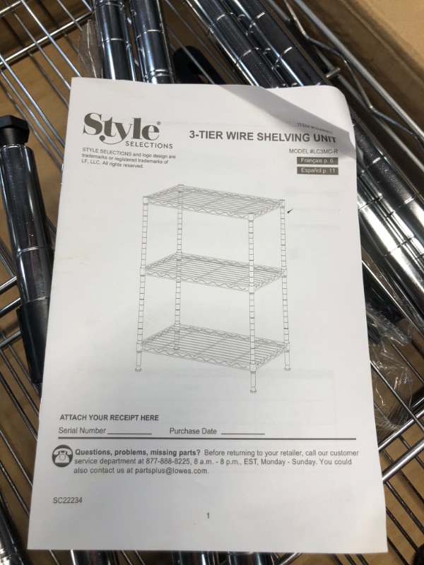 Photo 5 of ***USED - LIKELY MISSING PARTS - UNABLE TO VERIFY FUNCTIONALITY***
Style Selections Steel 3-Tier Utility Shelving Unit (23-in W x 13.4-in D x 30.5-in H), Chrome