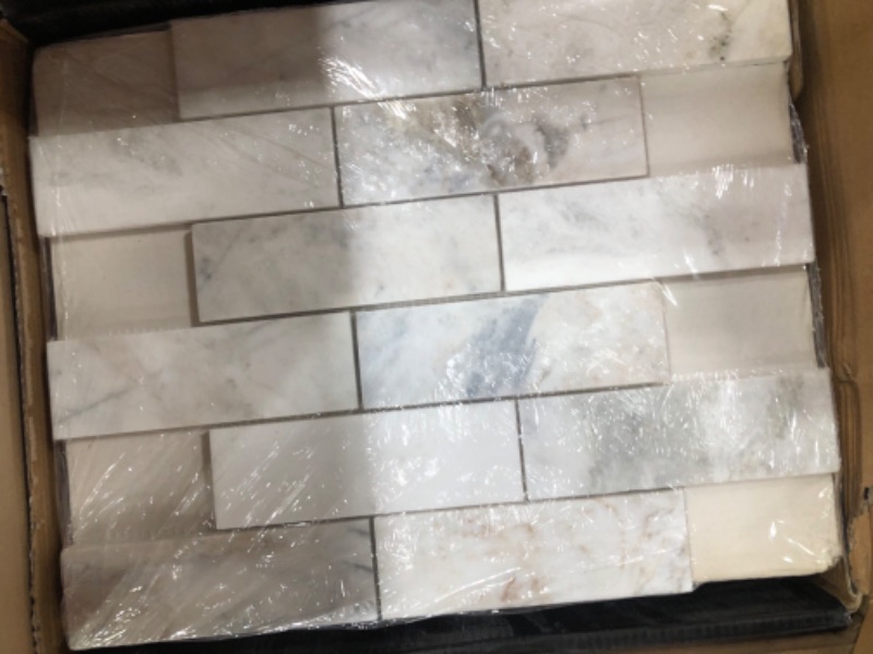 Photo 2 of 
Arabescato Venato White 11.73 in. x 11.73 in. x 10mm Honed Marble Mosaic Tile 2 packs 