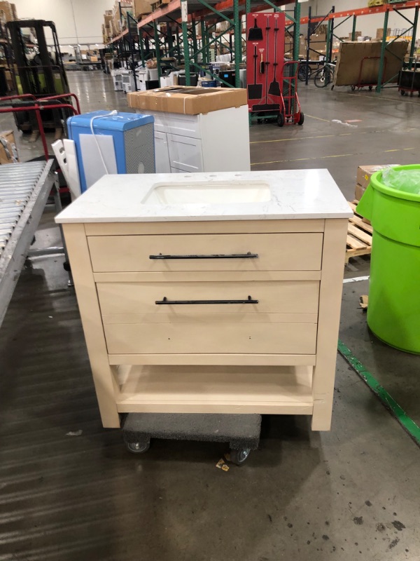 Photo 3 of **SEE NOTES** Kennilton 36-in Natural Undermount Single Sink Bathroom Vanity with White Carrara Engineered Stone Top