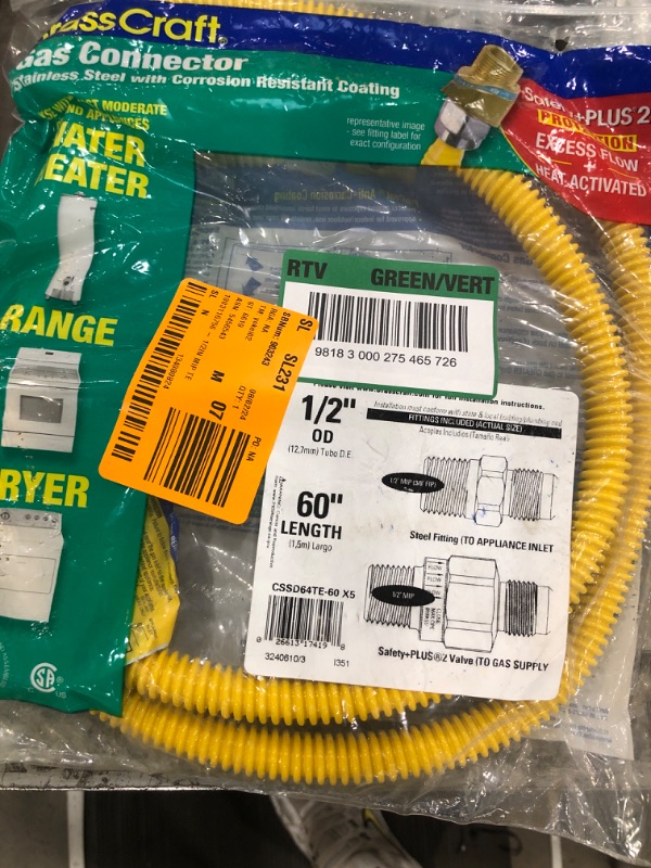 Photo 2 of 1/2 in. MIP x 1/2 in. MIP x 60 in. Gas Connector (1/2 in. OD) w/Safety+Plus2 Thermal Excess Flow Valve (53,200 BTU)
