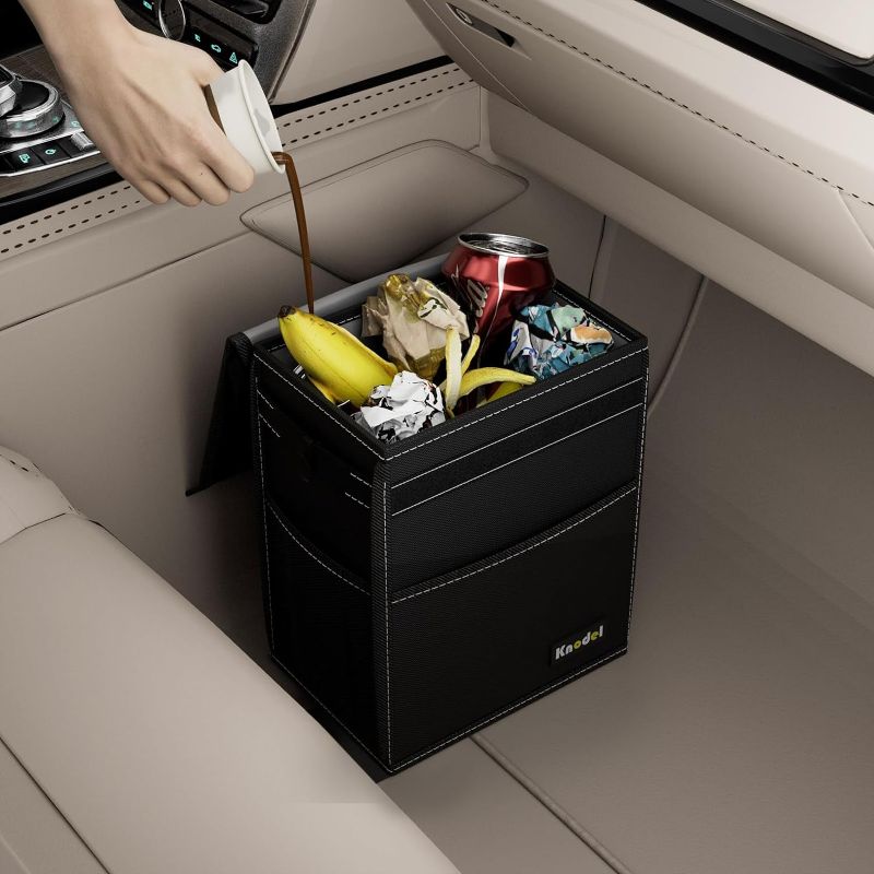 Photo 1 of 
KNODEL Car Trash Can, Waterproof Garbage Can/Bag with Lid, 600D Leak-Proof Trash Bin, Car Trash Hanging (Medium, Black)