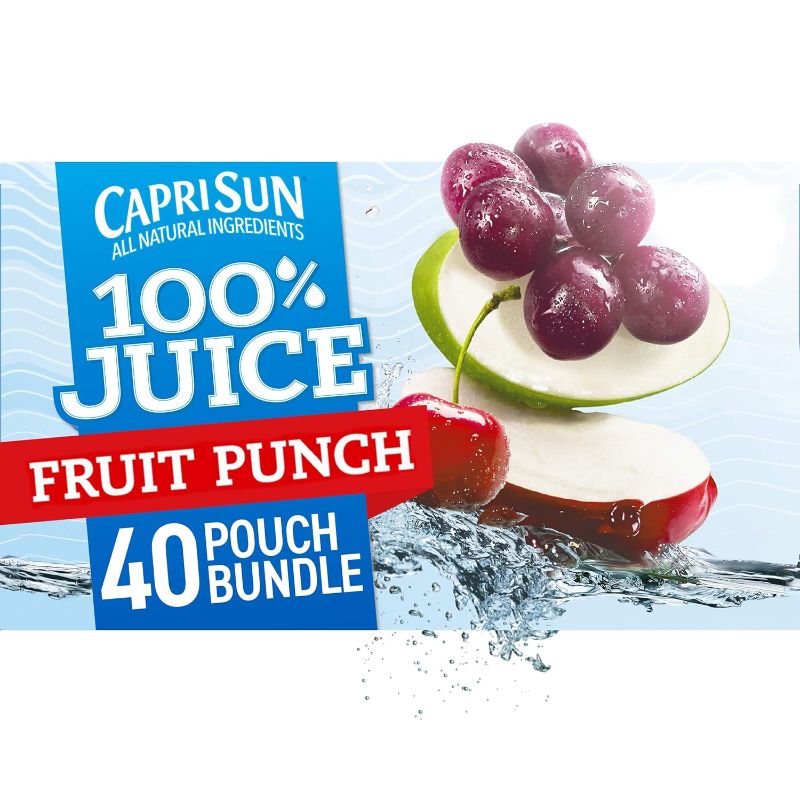 Photo 2 of ***EXP JAN 24TH 2025****Capri Sun 100% Fruit Punch Juice Ready-to-Drink Juice (40 Pouches, 4 Boxes of 10)