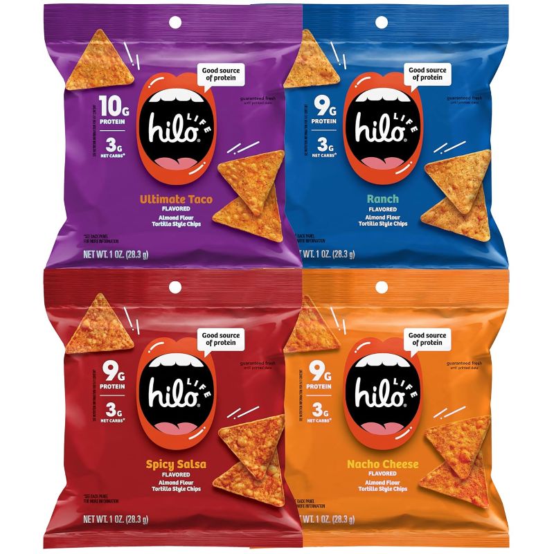 Photo 1 of ***EXP JUN 08 2024***
Hilo Life Low Carb Keto Friendly Tortilla Chip Snack Bags, Variety Pack, 1 Ounce (Pack of 12)