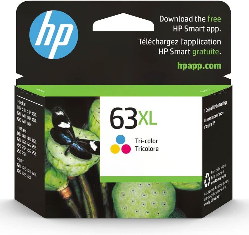 Photo 1 of 
HP 63XL Tri-color High-yield Ink | Works with HP DeskJet 1112, 2130, 3630 Series; HP ENVY 4510, 4520 Series; HP OfficeJet 3830, 4650, 5200 Series | Eligible..