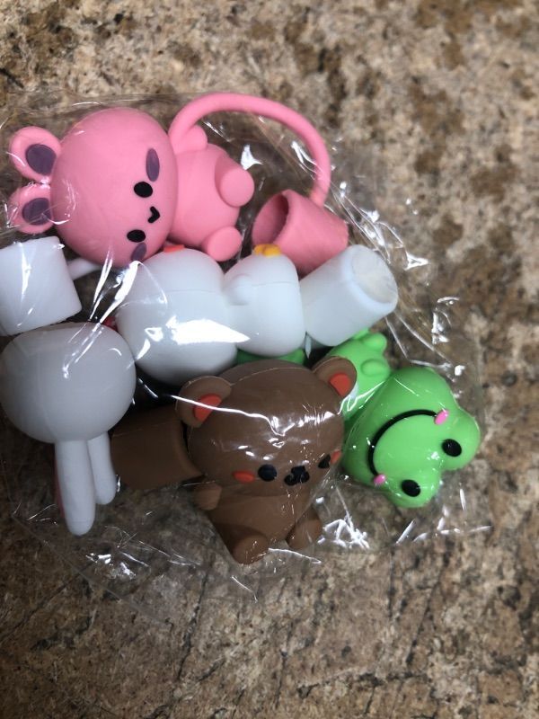 Photo 2 of *SET OF 2* PRETYZOOM Animals Straw Cover, 4pcs Silicone Straw Tips Cover Chick Rabbit Frog Bear Shaped Straw Cover Cap Drinking Straw Cover Straw End Toppers for Straw Decoration
