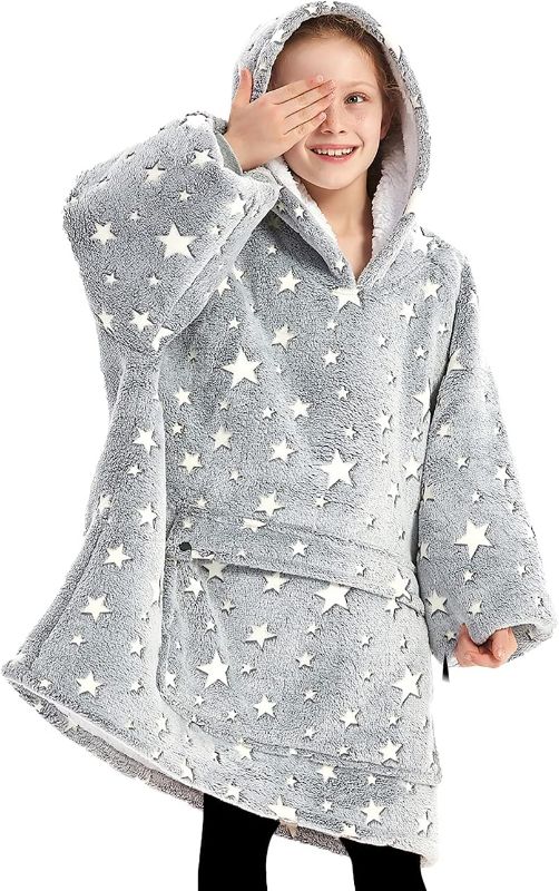 Photo 1 of  Wearable Blanket Hoodie Sherpa Patterns Oversized Sweatshirt Blanket With Pocket 