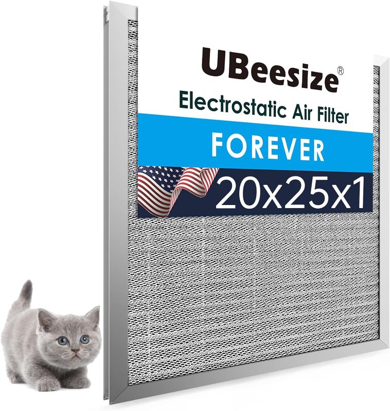 Photo 1 of **MINOR DAMAGE**UBeesize 20x25x1 Reusable Electrostatic Air Filter HVAC AC Furnace Filter,MERV 8,Washable, Lasts a Lifetime,Permanent Air Filter,Breathe Fresher,Home And Office(Actual Size:19.75x24.65x0.86 Inch)
