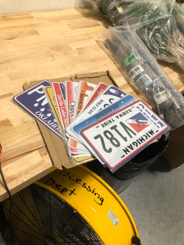 Photo 1 of 12 Pieces Reproduced License Plates, Native American Tribes & Nations, Embossed Vanity Prop Tin Sign for Man Cave Garage DIY, 6X12 inch (12 pcs - Native American Tribes/Nations)
