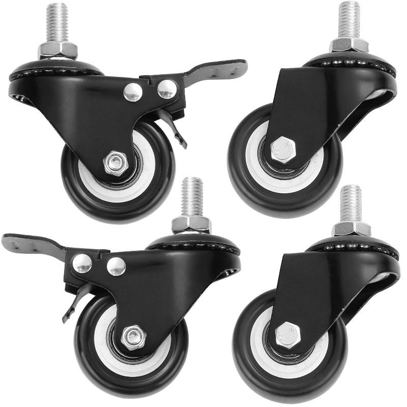 Photo 1 of 4 Pack of 2 Inch Stem Casters, Abuff M10 Heavy Duty Swivel Casters Loading 440 Lbs (2 with Brakes & 2 Without) for Shopping Carts, Hand Trolley, Tools, Movable Furniture
