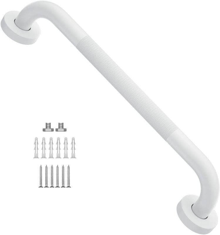 Photo 1 of 16 Inch Anti Slip Shower Grab Bar Oil Rubbed White, Munzong Bathroom Grab Bar, Knurled Bathroom Balance Bar,Safety Hand Rail Support Handicap Elderly Injury Senior Assist Bath Handle
