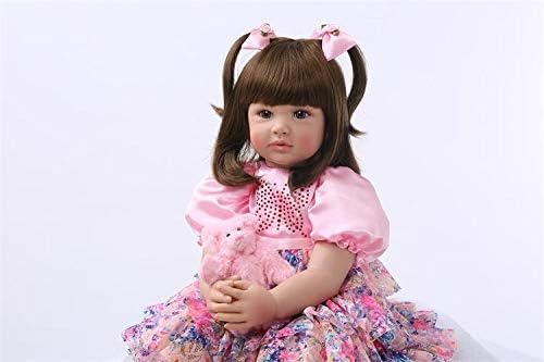 Photo 1 of iCradle Cute 24inch 60CM Reborn Baby Doll Long Hair Girl Doll Soft Silicone Baby Real Life Baby Toddler Doll Toy for Ages 3+ (F)
