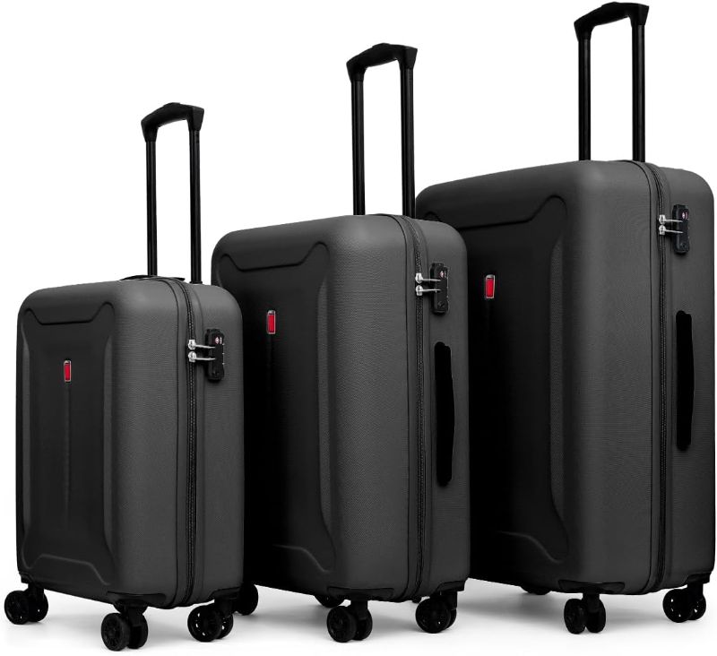 Photo 1 of Luggage 3 Pieces Set Suitcase ABS with Spinner Wheels TSA Approved Hardshell Travel Lightweight(Black)
