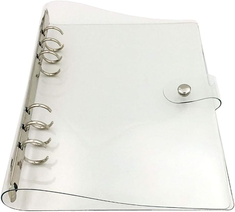 Photo 1 of 1Pack Transparent Soft PVC 6-Ring Binder Cover w/Snap Button Closure for Ring-Bound Planner Pages, A5 Size(Inner Paper Not Included) (Clear, A5)
