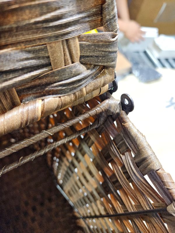 Photo 1 of **MINOR DAMAGE/MISSING PARTS**Seville Classics Premium Hand Woven Portable Laundry Bin Basket with Built-in Handles, Household Storage for Clothes, Linens, Sheets, Toys, Mocha Brown, Oval Hamper Oval Hamper Mocha Brown