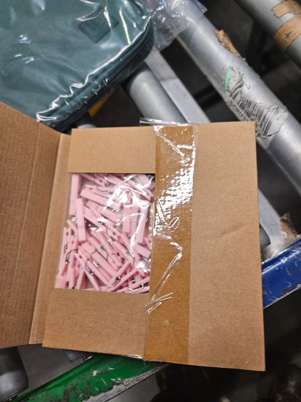 Photo 1 of 50 PCS Small Transparent Plastic Tool Paper Clips Clothespins Clip Clothing Line Clip Photo Clips 1.4 x 0.25 Inch Mini Clothespins Baby Shower Clothing Pins Plastic Small Clips for Party (Pink)