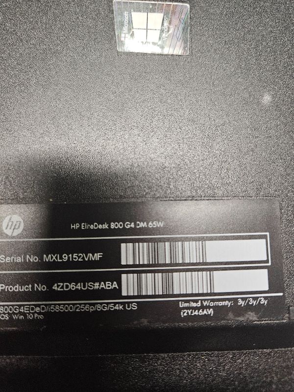 Photo 4 of **USED**HP EliteDesk 800 G4 4CB30UT Mini Desktop (2.1 GHz Intel Core i5-8500T, 8 GB DDR4 SDRAM, 256 GB SSD, Windows 10 Pro) (Renewed)