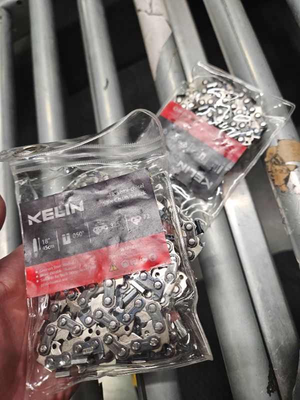 Photo 2 of KELIN 18 Inch Chainsaw Chain 3 Pack,72 Drive Links,.050" Gauge,.325" Pitch,Semi-Chisel Chiansaw Fits Craftsman/Sears, Echo, McCulloch, Poulan, Homelite, Ryobi?Germany Steel 18inch-3Pack