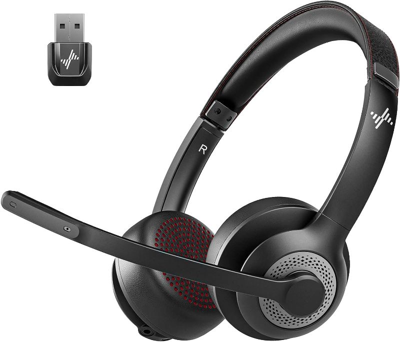 Photo 1 of ***USED** Wireless Headset with AI Noise Cancelling Microphone Bluetooth Headset - Bluetooth V5.2 Headphones with USB Dongle & Mic Mute for Computer/Laptop/PC/iPhone/Android/Cell Phones/Zoom
