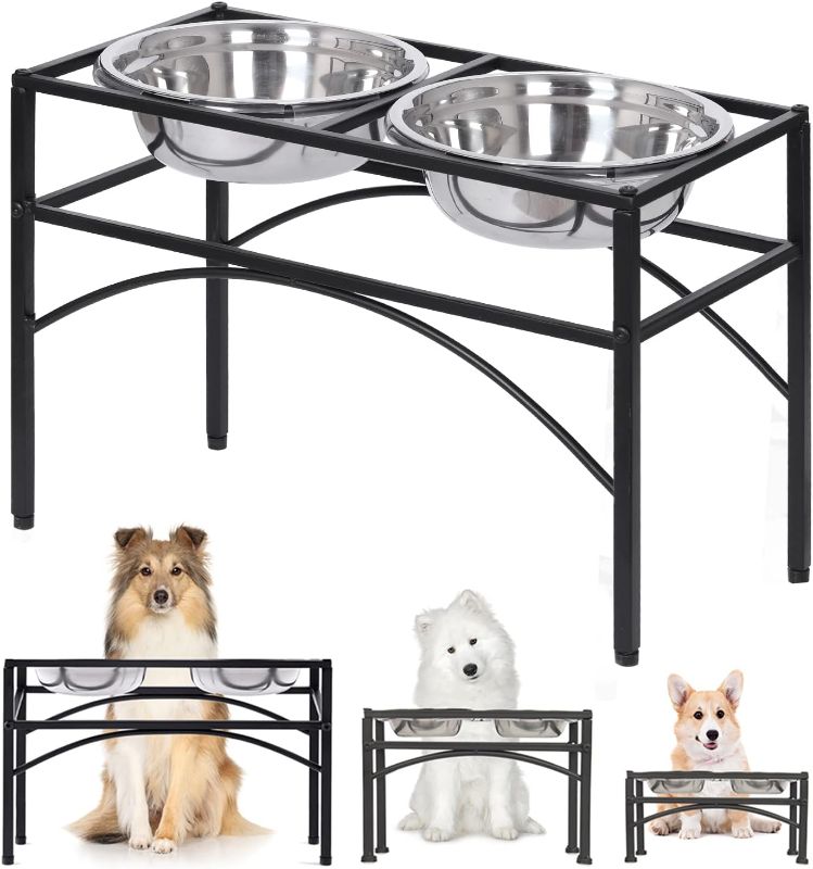 Photo 1 of ****USED**BOWLS ARE NOT INCLUDED**  Elevated Dog Bowls for Large Dogs, Medium and Small, Raised Dog Bowls Stand with 2 Stainless Steel Bowls, Pet Feeder Station Cat Washable - Perfect for Water, Food or Treats ( 8 Cups )
