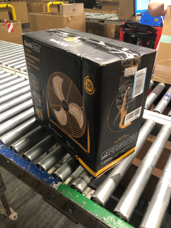 Photo 2 of ***** NON FUNCTIONAL//SOLD AS PARTS ONLY ALL SALES FINAL***** 


Geek Aire Fan, Battery Operated Floor Fan, Rechargeable Powered High Velocity Portable Fan with Metal Blade, Built-in Durable Battery Run for Whole Day Time, for Camping Travel Hurricane, 12