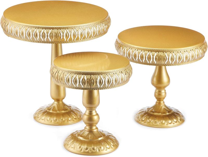 Photo 1 of 3-Set Cake Stands Round Cake Stand Set Modern Cupcake Dessert Display Stand, Gold