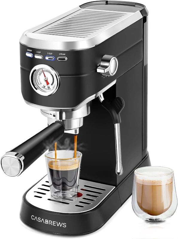 Photo 1 of CASABREWS Espresso Machine 20 Bar, Stainless Steel Espresso Maker with Milk Frother Steam Wand, Compact Cappuccino Machine for Home, Espresso Coffee Machine with Removable Water Tank, Black
***Missing portafilter*** 