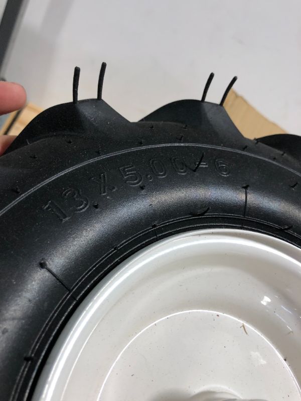 Photo 5 of 13x5.00-6 Rubber Lawn Mower Tire and Wheel, 2 Pcs Replacement 13x5-6nhs Riding Mowers Lawn Pneumatic Tire with 3/4" Bushing, 3" -4.5" Centered Hub
