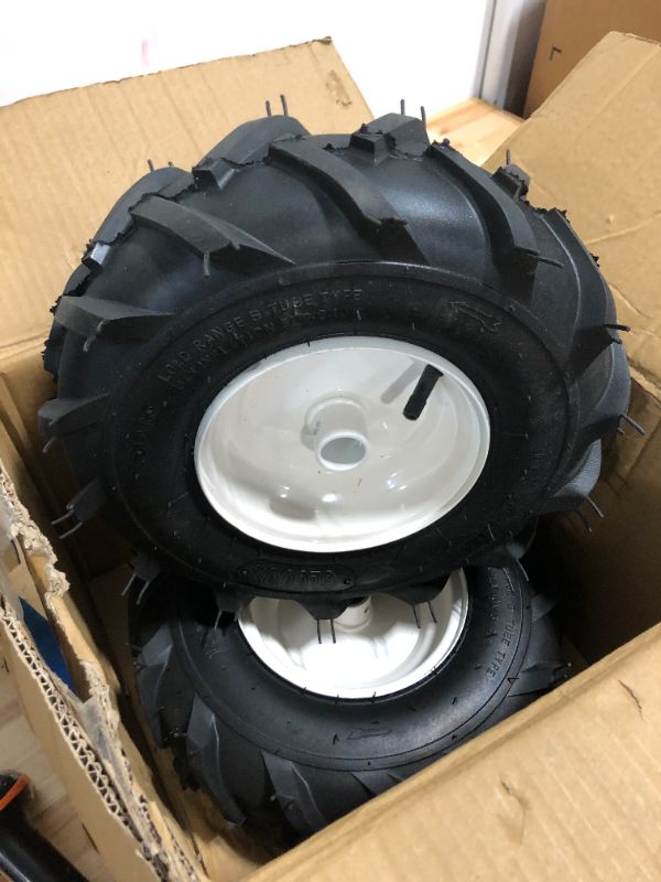 Photo 3 of 13x5.00-6 Rubber Lawn Mower Tire and Wheel, 2 Pcs Replacement 13x5-6nhs Riding Mowers Lawn Pneumatic Tire with 3/4" Bushing, 3" -4.5" Centered Hub
