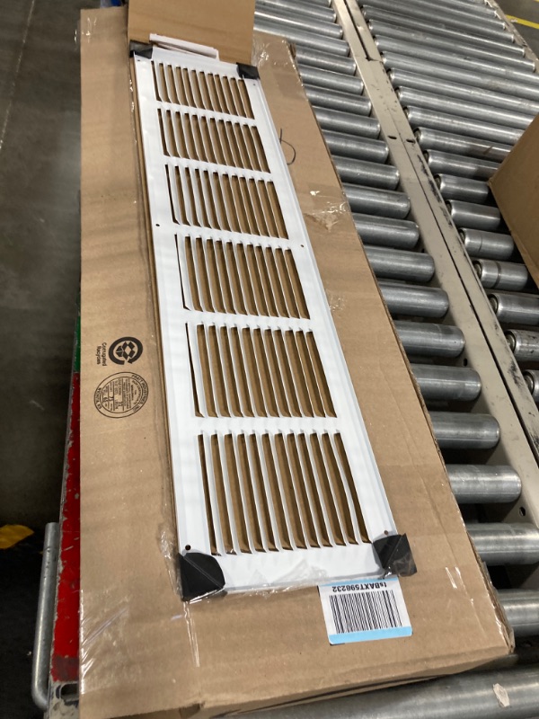 Photo 1 of 30"w X 6"h Steel Return Air Grilles - Sidewall and Ceiling - HVAC Duct Cover - White [Outer Dimensions: 31.75"w X 7.75"h] 30 X 6 White