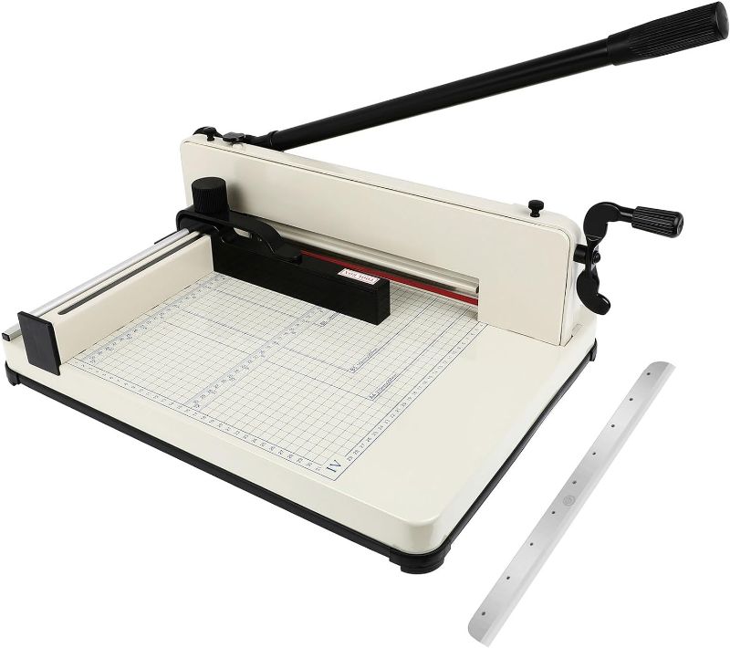 Photo 1 of Heavy Duty Paper Cutter, 12" Guillotine Paper Cutter, Cortadora de Papel 400 Sheets Paper Trimmer with Double Safety Protection&Durable HSS Blade for Cutting Paper, Leather, PVC,Non-Woven Fabrics