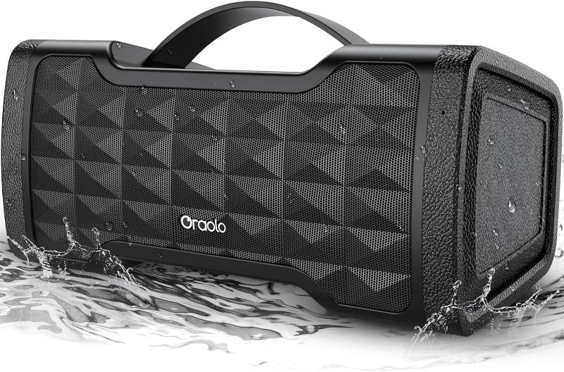 Photo 1 of Oraolo Bluetooth Speaker Loud Portable Bluetooth Speaker, Upgrade 40W Large Speaker Stereo Sound, IPX6 Waterproof, Support USB/AUX Input, Built-in Mic for Home Party Outdoor