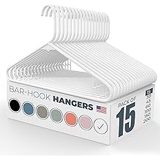 Photo 1 of 15pk Made in USA Strong Plastic Clothes Hangers Bulk | 20 30 50 100 Pack Available | Laundry Clothes Hanger | Coat Hangers Plastic | Heavy Duty Plastic Hanger for Closet and Clothing Hangars (White)
