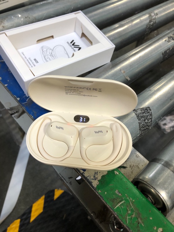 Photo 2 of *** FOR PARTS ONLY ** NO RETUNRS***
WOINNMM Open Ear Headphones,Bluetooth 5.3 Wireless Earbuds with Mic,LED Display,Immersive Stereo Sound,Clear Calls,30H Playback,Light Weight Running Headphones with Ear-Hook for Workout,Gym,Beige