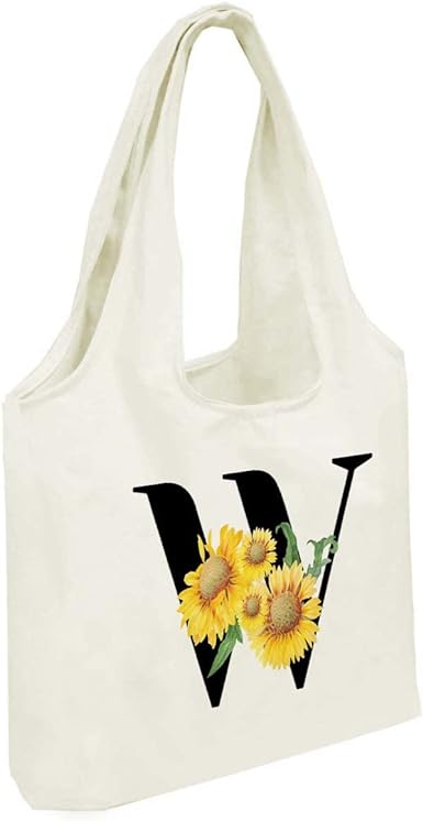 Photo 1 of Initial Gifts for Women Tote Shoulder bag, Sunflower Bag,Satchel Bag,Hobo Bag,Reusable Bag,Floral bag
