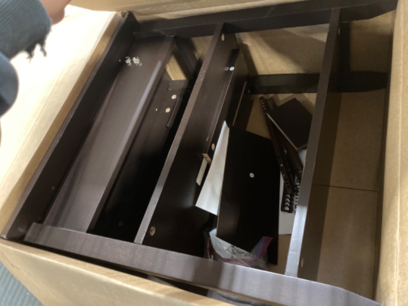 Photo 1 of ChooChoo Side Table Living Room, Narrow End Table with Drawer and Shelf, 3-Tier Sofa End Table for Small Space, Espresso